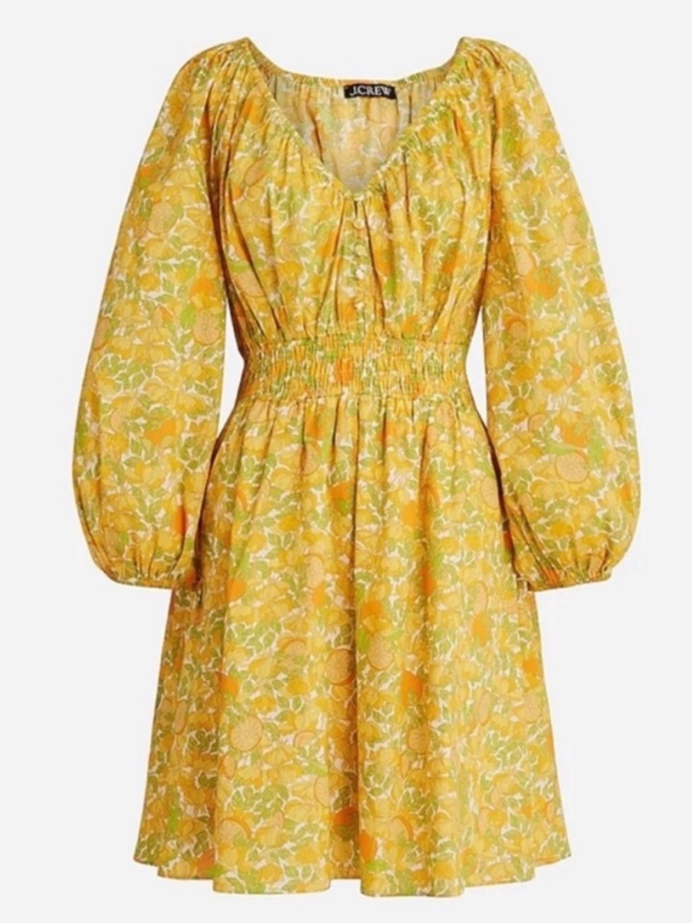 BOGO! J. Crew Cotton Lawn Mini Dress in Limone Print Citrus Yellow XL
